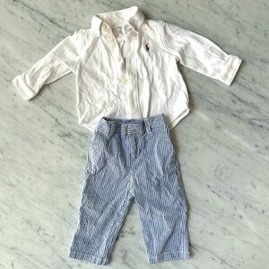 Ralph Lauren Baby Boys' Shirt & Seersucker Pants Set, 9 M